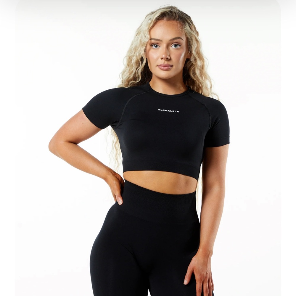 Amplify SS Crop Top, Black, Medium